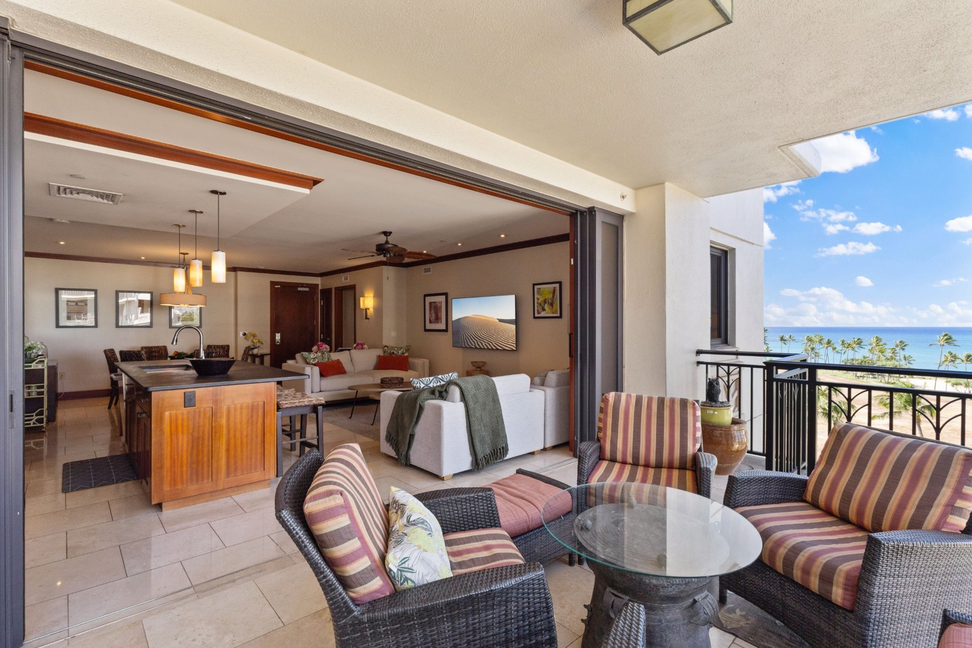 The lanai opening into the living space